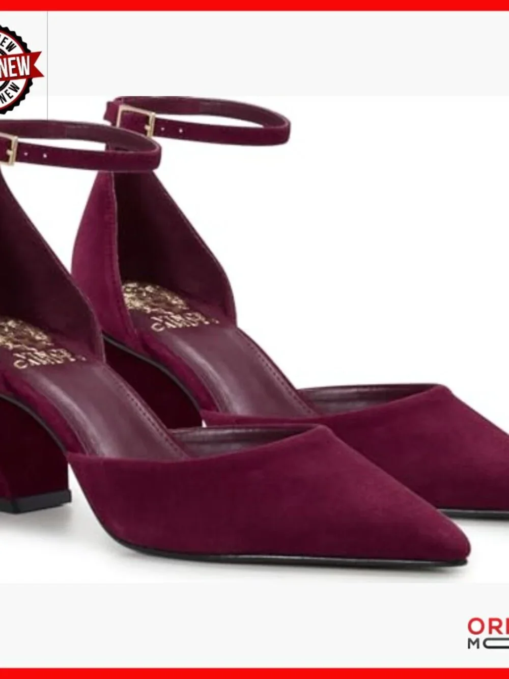 Suede Point Toe Pumps with Ankle Strap, 2.75 Inch Heel